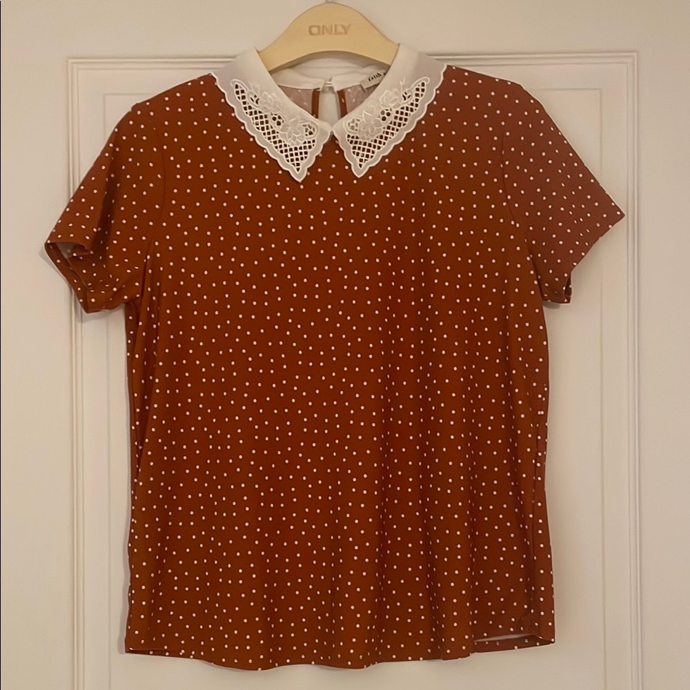 Faith And Joy Rust Top With Peter Pan Collar